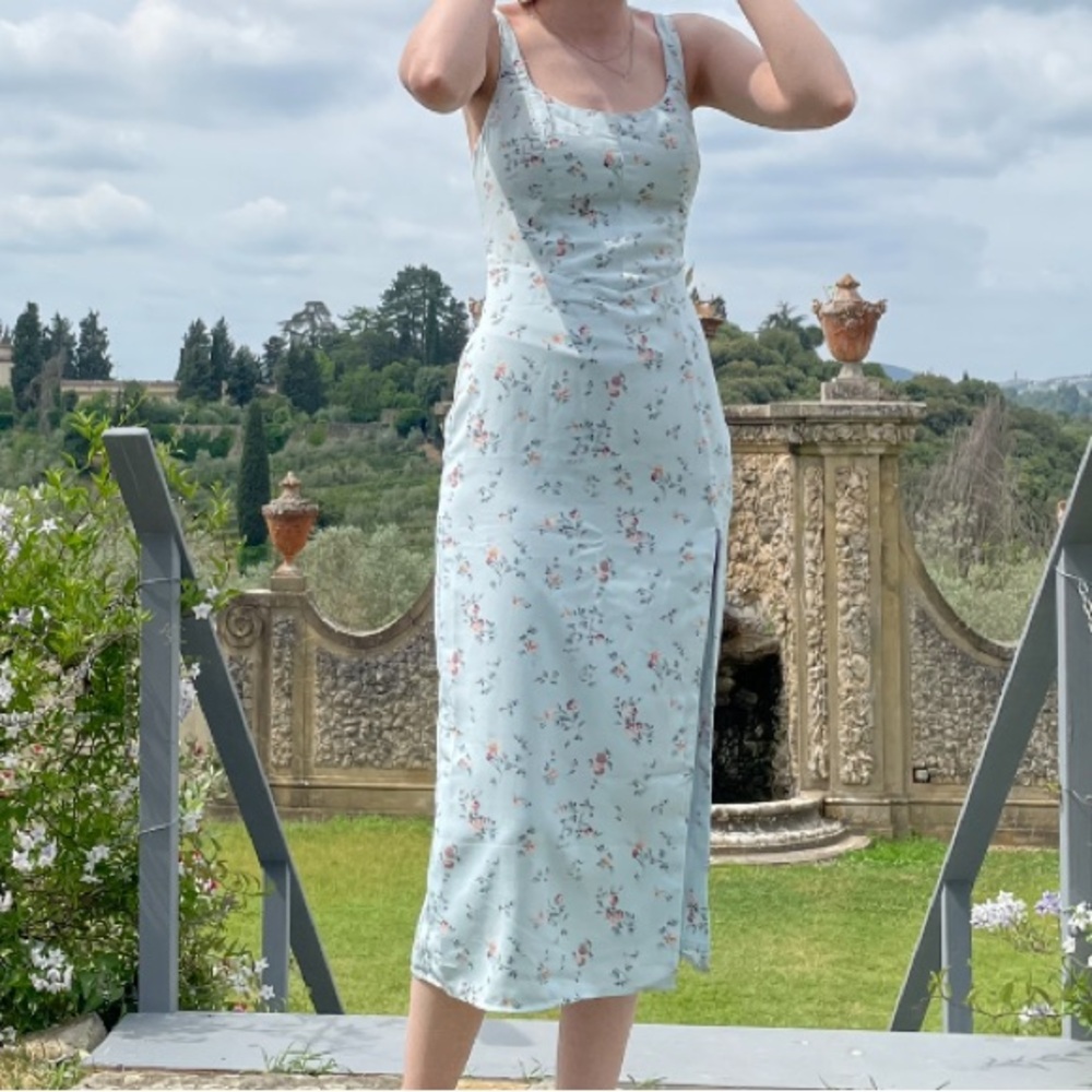 Abercrombie Baby Blue Floral Corset Dress